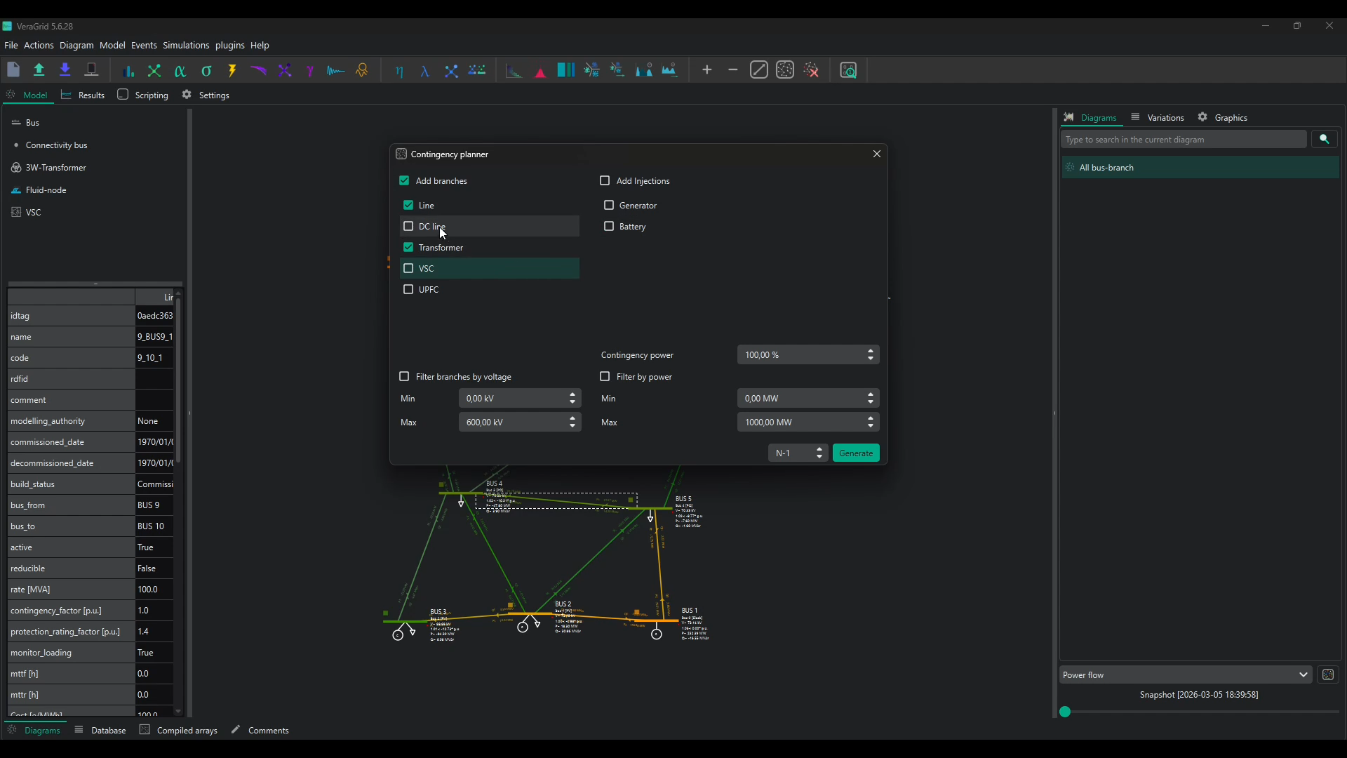 Contingency wizard for building scenario sets in VeraGrid